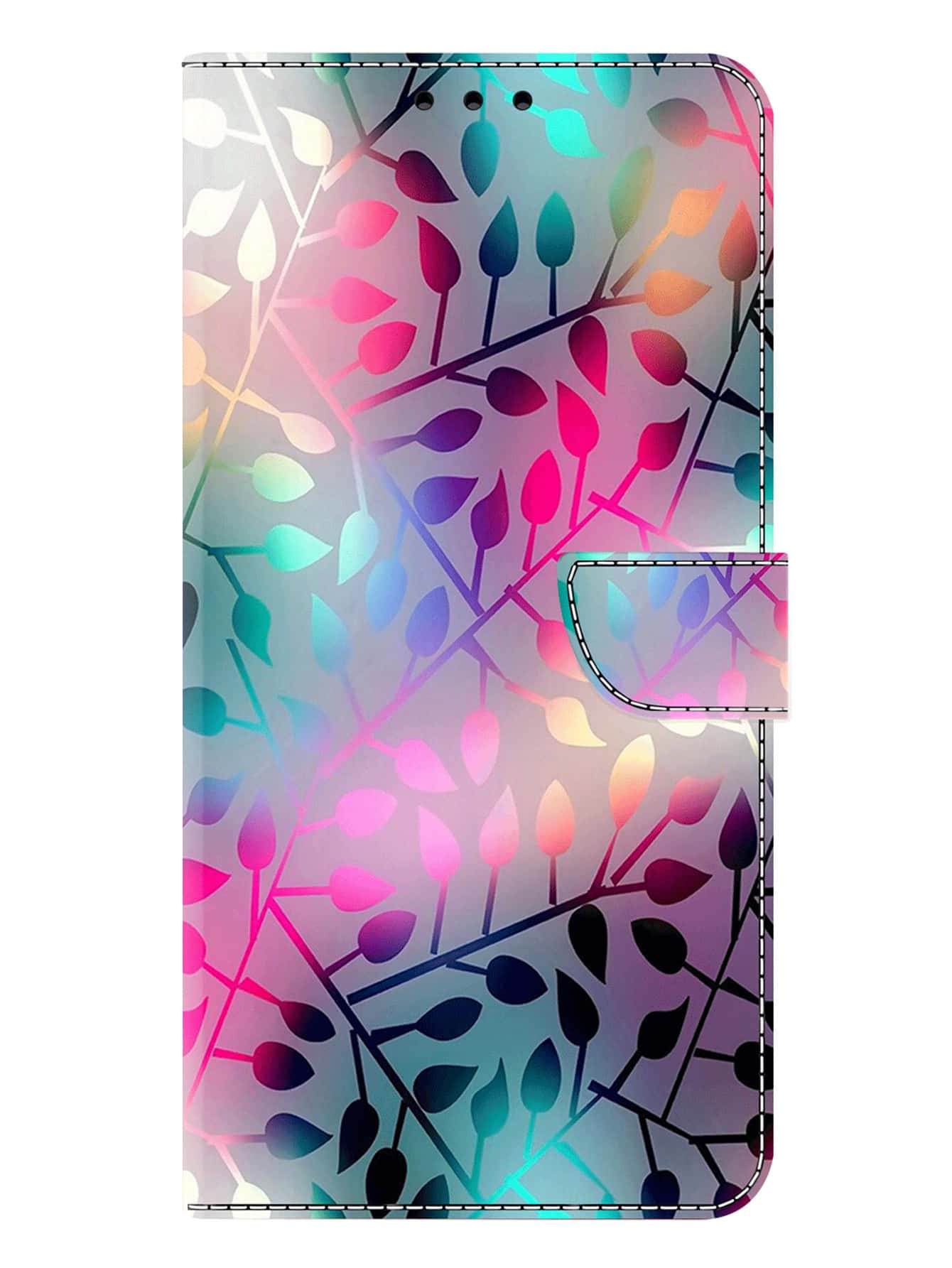 GLANDOTU 彩葉圖案折疊 PU 皮革皮夾翻蓋 相容於三星 Galaxy 小米等手機型號 相容 iPhone15/15Plus/15Pro/15Promax - 彩色 - 查看 1