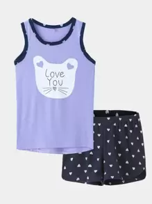 Đồ mặc nhà Gái Tương phản ràng buộc Hoạt hình Tim Dễ thương - Nhiều màu - Xem 1