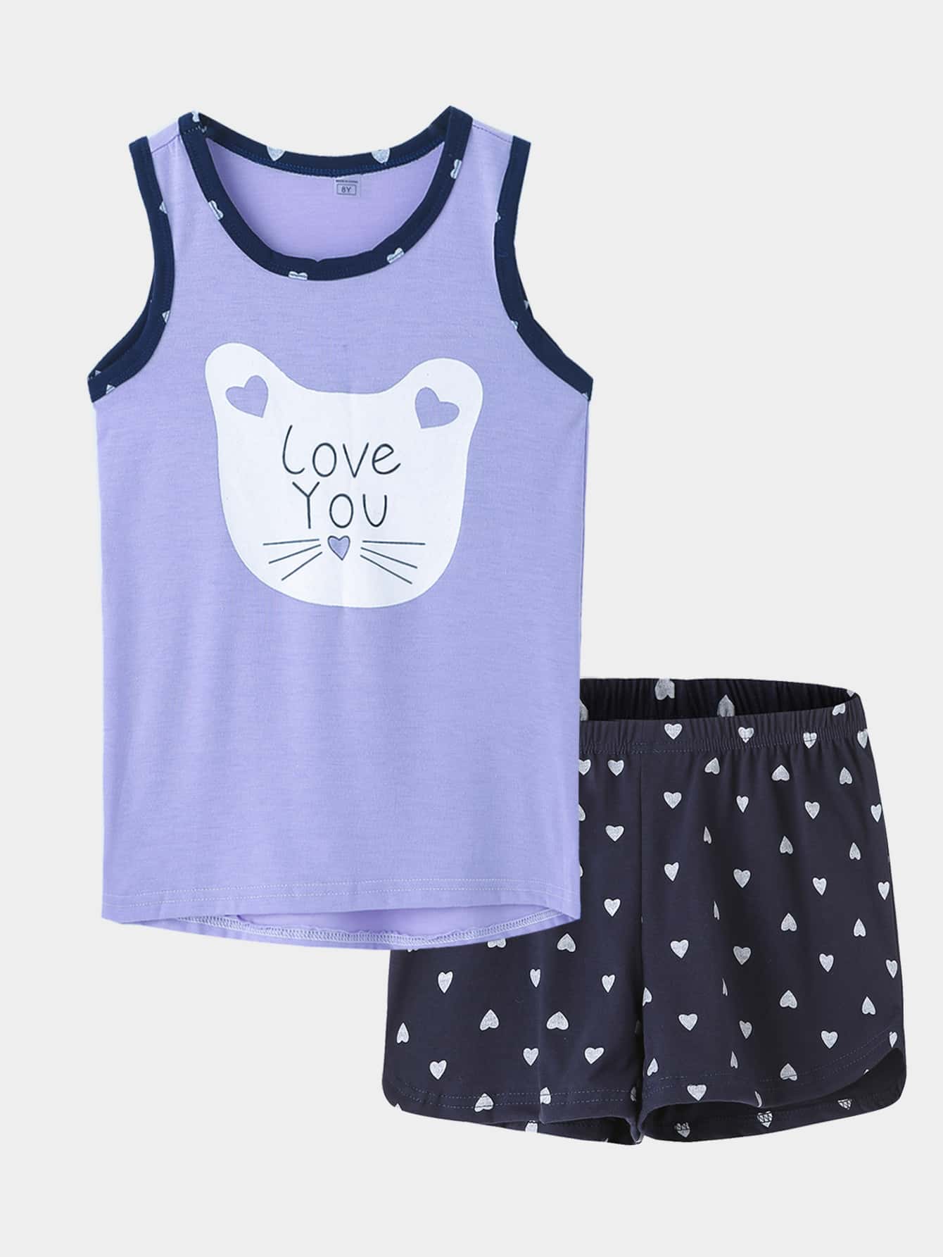 Đồ mặc nhà Gái Tương phản ràng buộc Hoạt hình Tim Dễ thương - Nhiều màu - Xem 1