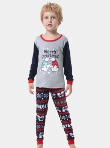 Toddler Boys Christmas & Slogan Graphic Snug Fit Lounge Set - Multicolor - View 1