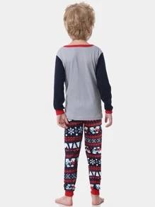 Toddler Boys Christmas & Slogan Graphic Snug Fit Lounge Set - Multicolor - View 2