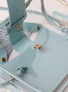 Bolso cartera transparente con bolsa interior - Azul - Ver 4