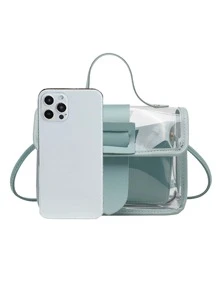 Bolso cartera transparente con bolsa interior - Azul - Ver 5