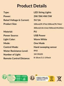 SHEIN BASIC LIVING 1件入智能感應LED燈條 - 黃色 - 查看 5