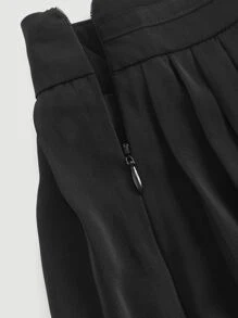 SHEIN MOD Chain Detail Pleated Skirt - Black - View 6