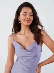 BizChic Cowl Neck Solid Cami Dress Workwear