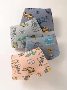 Chicos 4 piezas Calzoncillos boxer con estampado de dibujos animados - Multicolor - Ver 2