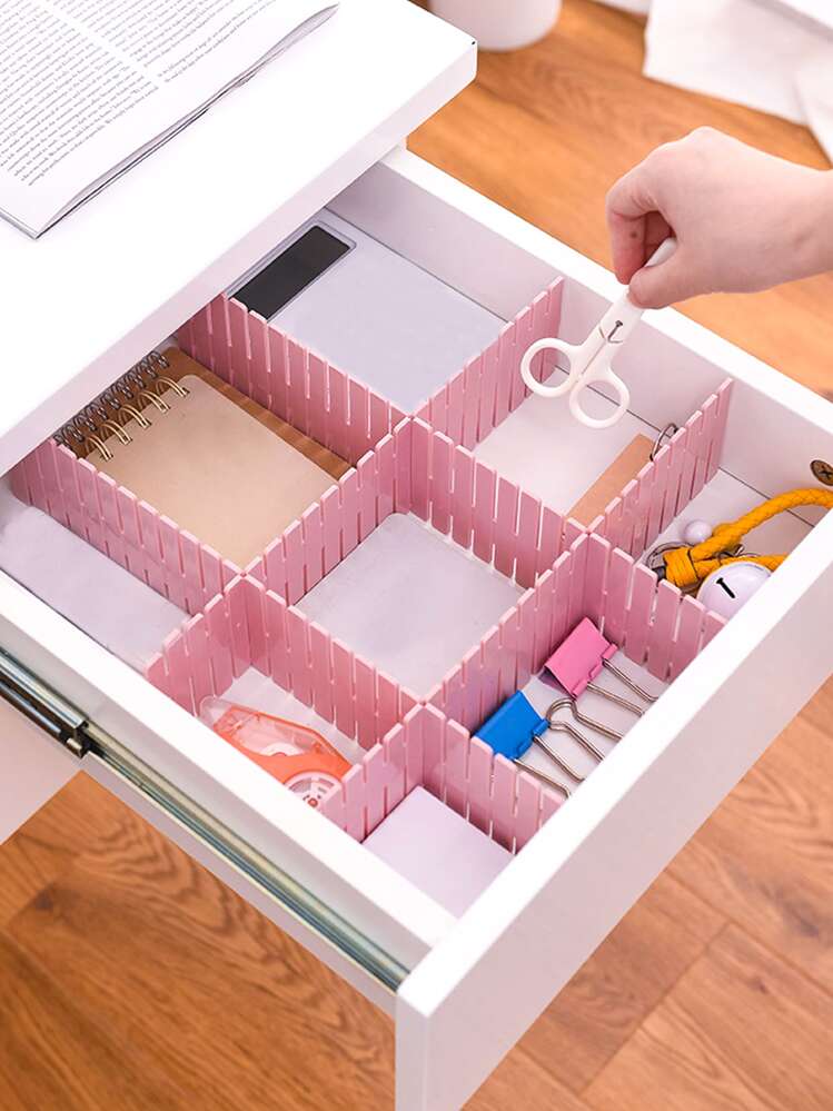 4pcs Solid Drawer Divider - Pink - View 1