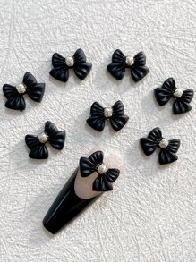 30入組黑白拼色蝴蝶結美甲裝飾DIY美甲鑽石指甲供應品 - 彩色 - 查看 2