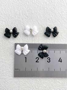 30入組黑白拼色蝴蝶結美甲裝飾DIY美甲鑽石指甲供應品 - 彩色 - 查看 3
