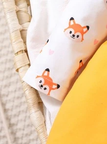 嬰兒卡通圖案荷葉邊T恤和前蝴蝶結背帶裙 - 彩色 - 查看 6