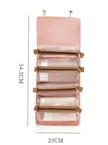 1個四合一網格大容量多功能化妝包，適用於女孩使用，可用作化妝包、化妝品袋、護膚品包、化妝品袋、旅行必備品、郵輪必備品、宿舍必備品、婚禮伴娘禮物、母親禮物、生日禮物、朋友和老師禮物、家居裝飾、浴室客廳臥室裝飾、浴室組織、珠寶組織、唇油組織、指甲油組織、儲物化妝組織、化妝箱 - 粉色 - 查看 7