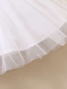 Đứa bé gái Đồ trang trí hoa Viền Ruffle Váy lưới che phủ - Xanh và trắng - Xem 5