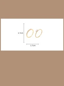 2 件方晶锆石心形装饰戒指情人节 - 金黃色 - 查看 5