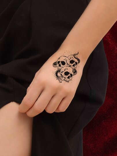 Kecoatembem 2sheets Skeleton Print Tattoo Sticker