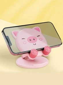1入組豬設計桌面手機支架 - 粉色 - 查看 1