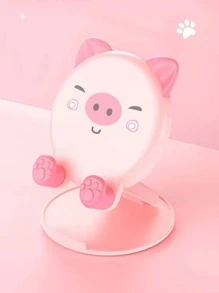 1入組豬設計桌面手機支架 - 粉色 - 查看 2