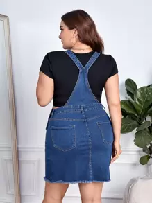 EMERY ROSE Plus Ripped Raw Cut Overall Denim Dress Without Tee Milkmaid Dress  Autumn Outfits For Women Festival Outfits Sundress