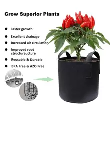 3 galones Bolsas de cultivo, adecuadas para fresas, verduras, 12 agujeros de plantación, asas colgantes resistentes, tela de fieltro gruesa y transpirable, también adecuadas para cultivar zanahorias, cebollas, tomates, patatas, rosas y otras plantas - Negro - Ver 6