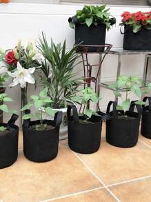 3 galones Bolsas de cultivo, adecuadas para fresas, verduras, 12 agujeros de plantación, asas colgantes resistentes, tela de fieltro gruesa y transpirable, también adecuadas para cultivar zanahorias, cebollas, tomates, patatas, rosas y otras plantas - Negro - Ver 4