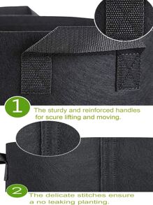 3 galones Bolsas de cultivo, adecuadas para fresas, verduras, 12 agujeros de plantación, asas colgantes resistentes, tela de fieltro gruesa y transpirable, también adecuadas para cultivar zanahorias, cebollas, tomates, patatas, rosas y otras plantas - Negro - Ver 8