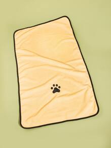 1pc Contrast Binding Pet Bath Towel - Yellow - View 2