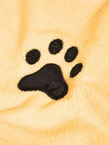 1pc Contrast Binding Pet Bath Towel - Yellow - View 4