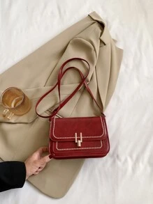 New Arrival Mini Fashionable Casual Crossbody Bag With Metal Lock And Chain For Women, Red