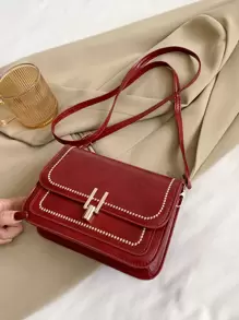 New Arrival Mini Fashionable Casual Crossbody Bag With Metal Lock And Chain For Women, Red