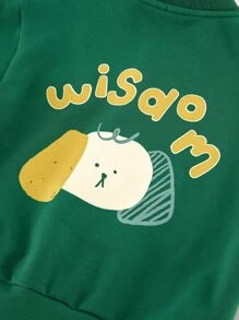 小男童卡通和字母圖案學院風夾克