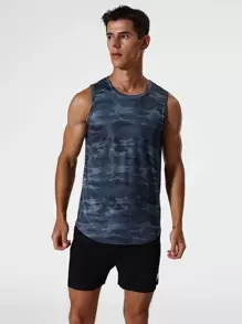 Men Camo Print Sports Tank Top - Multicolor - View 3