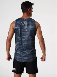 Men Camo Print Sports Tank Top - Multicolor - View 2