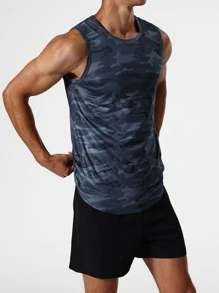 Men Camo Print Sports Tank Top - Multicolor - View 1