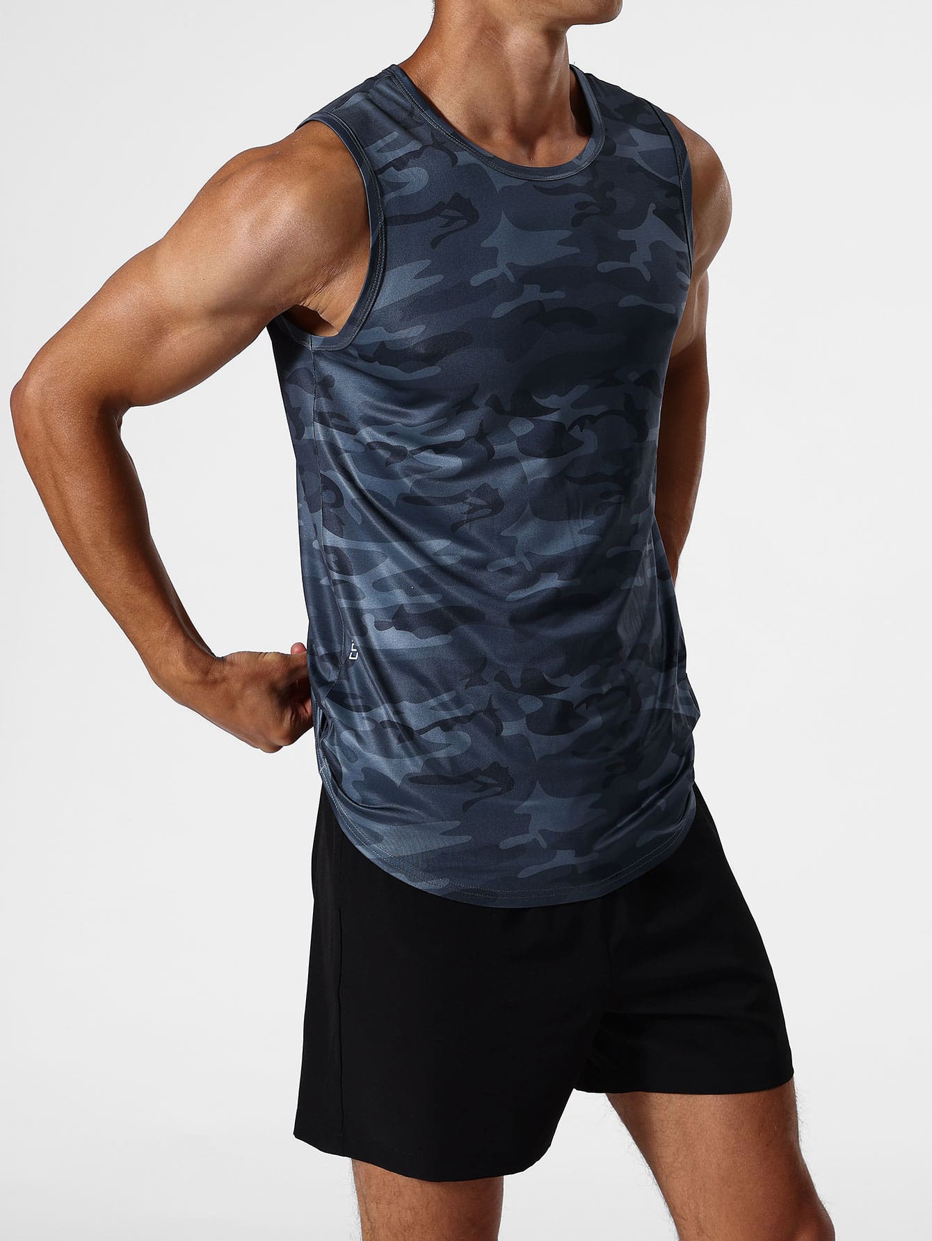 Men Camo Print Sports Tank Top - Multicolor - View 1