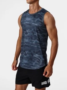 Men Camo Print Sports Tank Top - Multicolor - View 5