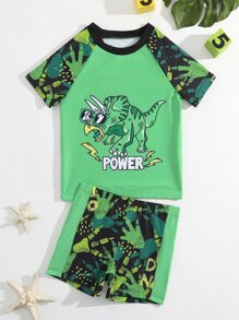 Toddler Boys Dinosaur Print Beach Swimsuit