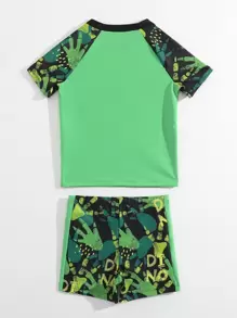 Toddler Boys Dinosaur Print Beach Swimsuit