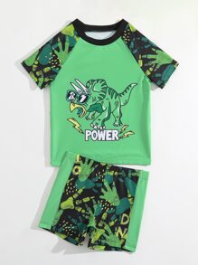 Toddler Boys Dinosaur Print Beach Swimsuit