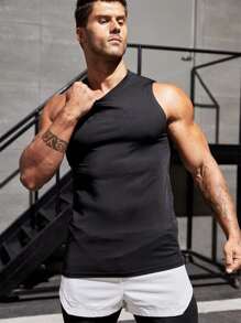 GymBeat Men Letter Graphic Sports Tank Top - Black - View 3