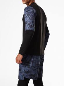 Men Contrast Camo Sleeve Sports Sets, Athletic Suit, Tracksuit - Multicolor - View 4