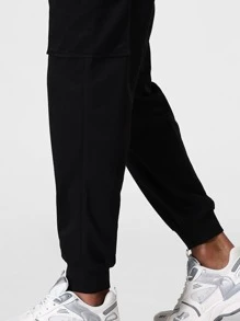 Manfinity Sport Corelite Men Letter Graphic Drawstring Waist Cargo Trousers - Black - View 5