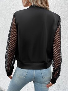 SHEIN Essnce Cazadora tipo bomber con malla en contraste de manga