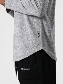 Manfinity Sport Corelite Men Letter Graphic Curved Hem Sports Tee Long Sleeve Shirt - Grey - View 3