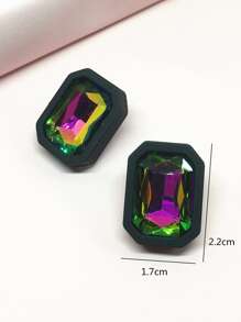 Pendientes de tachuela con diseño de diamante de imitación - Multicolor - View 3