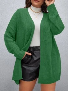 Calvaya Plus Drop Shoulder Duster Cardigan - Green - View 1