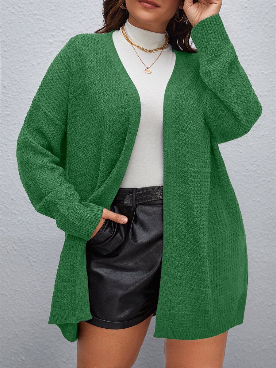 Calvaya Plus Drop Shoulder Duster Cardigan - Green - View 1