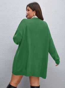 Calvaya Plus Drop Shoulder Duster Cardigan - Green - View 2