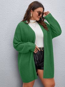 Calvaya Plus Drop Shoulder Duster Cardigan - Green - View 5