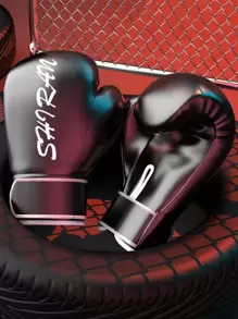1pair Letter Graphic Boxing Gloves - Black - View 1