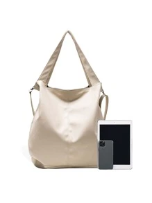 Túi Xách tay Nữ màu trơn Có thể điều chỉnh được Đôi tay cầm Đúng mốt - Màu be - Xem 3